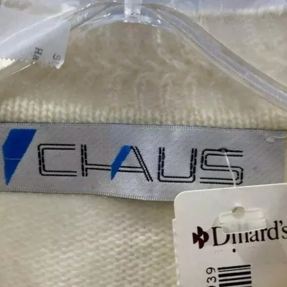 NEW VTG 80s 90s Lambswool Angora Short Sleeve Sweater Pullover Ivory Women's L - Picture 9 of 10